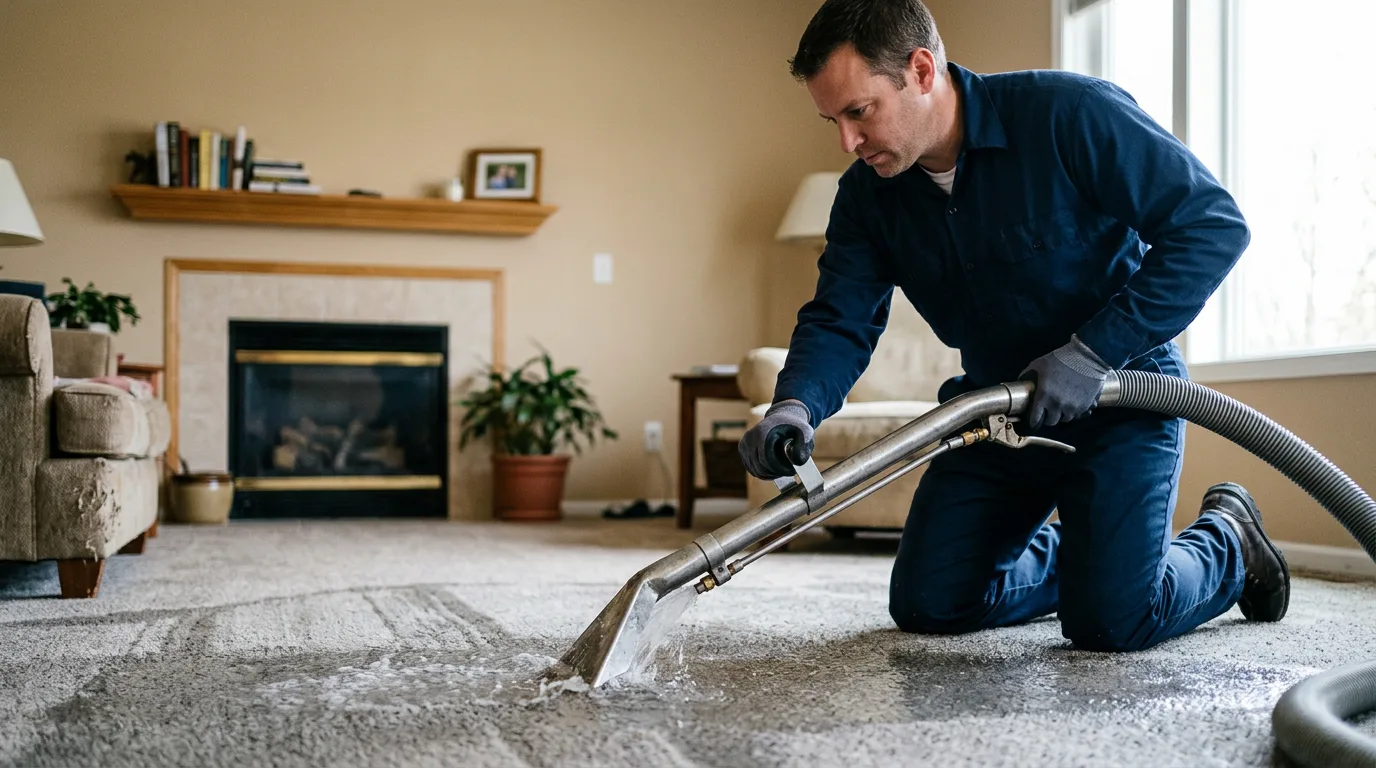 Water damage restoration technician working near Olton, TX